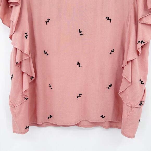 Sundance Magdalena Floral Embroidered Flutter Sleeve Boho Top Pink Womens Size M - Picture 11 of 12